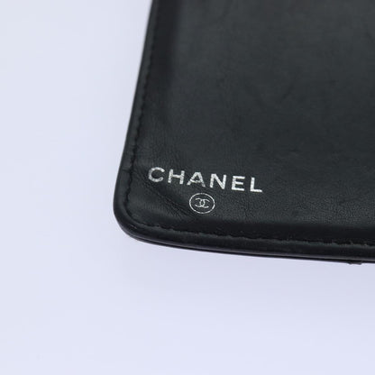 CHANEL Matelasse Wallet Leather Black Silver CC bs16854