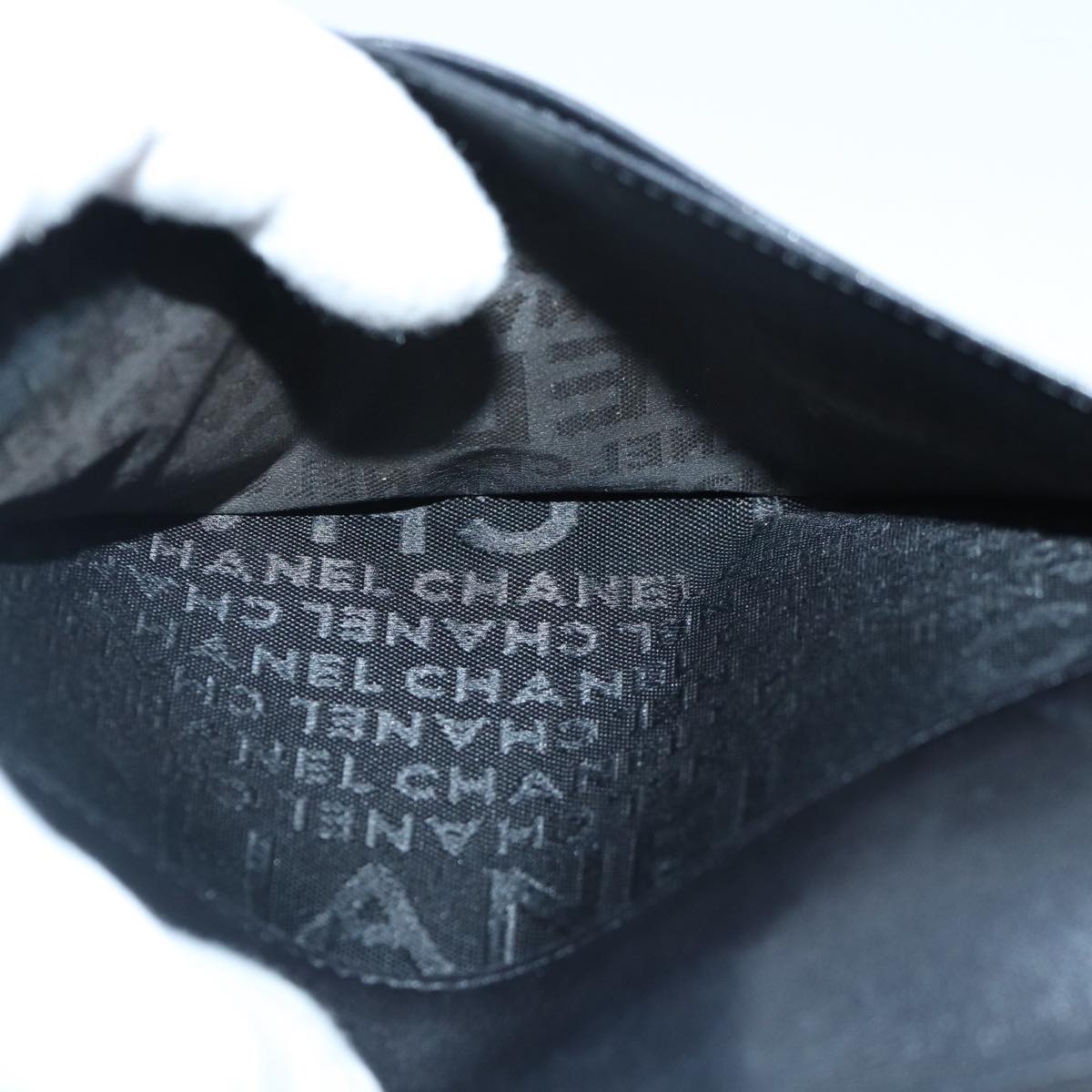 CHANEL Matelasse Wallet Leather Black Silver CC bs16854