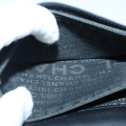 CHANEL Matelasse Wallet Leather Black Silver CC bs16854
