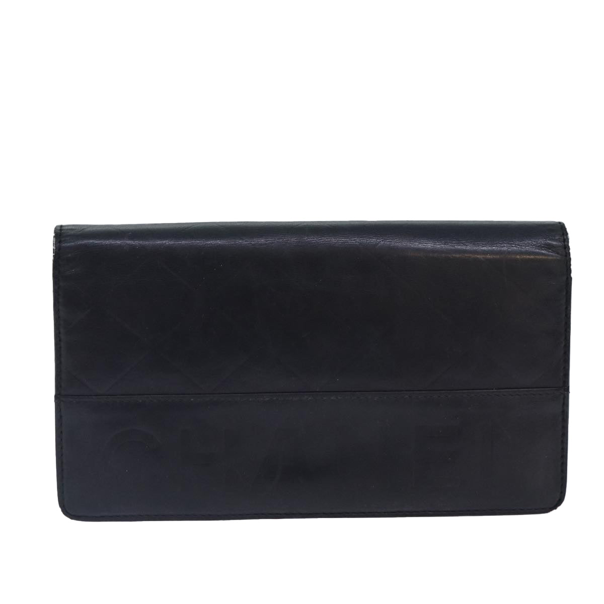 CHANEL Matelasse Wallet Leather Black Silver CC bs16854