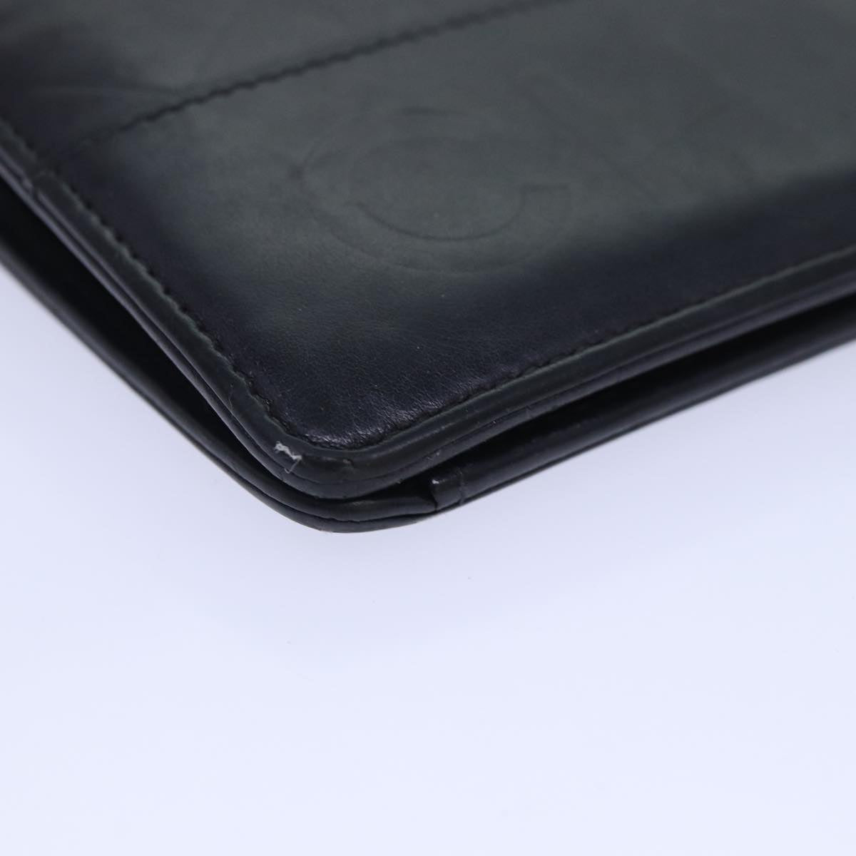 CHANEL Matelasse Wallet Leather Black Silver CC bs16854