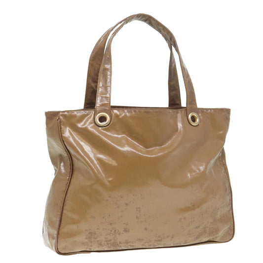 CHANEL COCO Mark Tote Bag Patent leather Beige CC bs16858