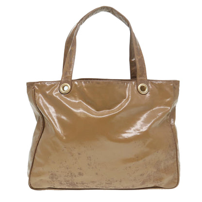 CHANEL COCO Mark Tote Bag Patent leather Beige CC bs16858