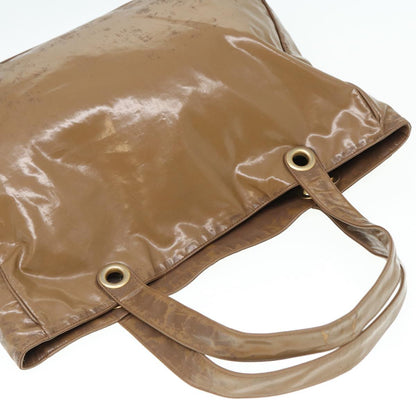 CHANEL COCO Mark Tote Bag Patent leather Beige CC bs16858