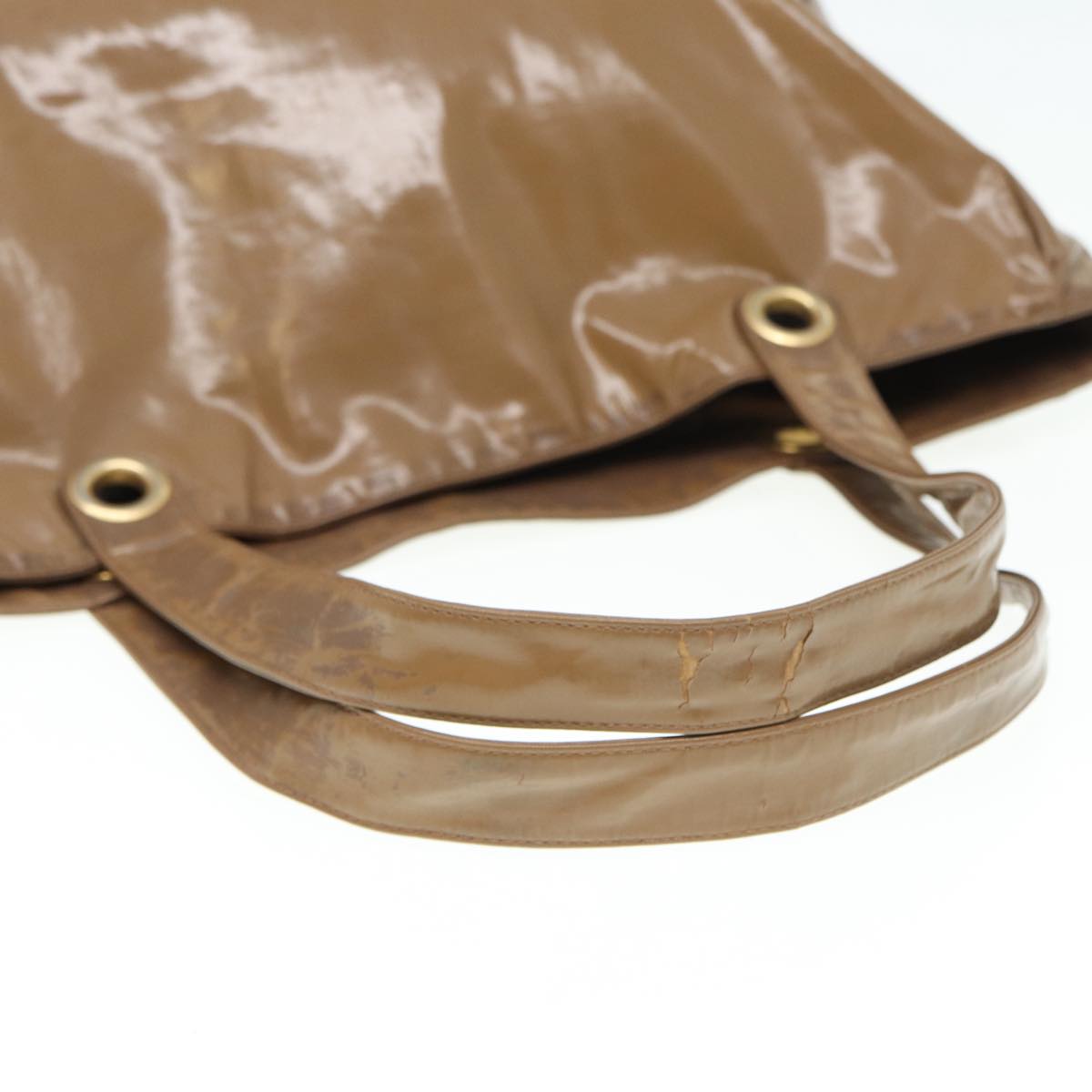 CHANEL COCO Mark Tote Bag Patent leather Beige CC bs16858