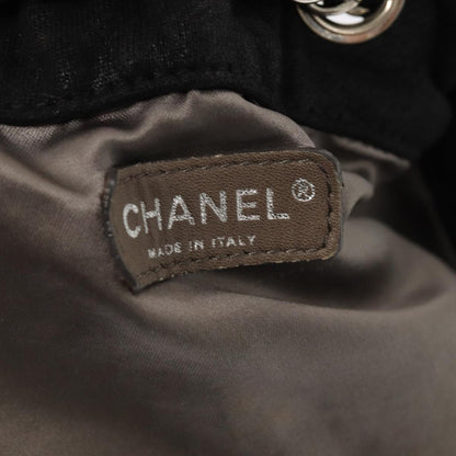 CHANEL Matelasse Chain Tote Bag Cotton Black CC bs16859