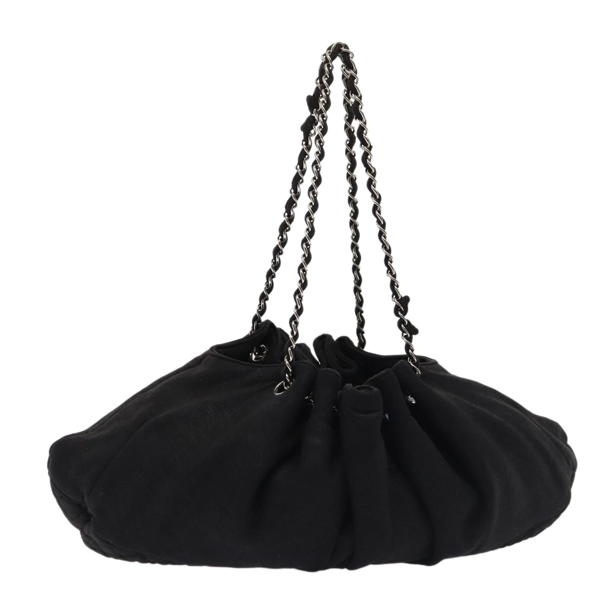 CHANEL Matelasse Chain Tote Bag Cotton Black CC bs16859