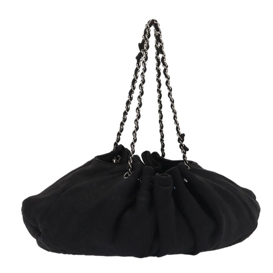 CHANEL Matelasse Chain Tote Bag Cotton Black CC bs16859