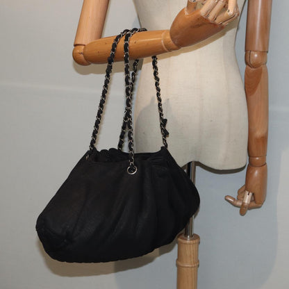 CHANEL Matelasse Chain Tote Bag Cotton Black CC bs16859