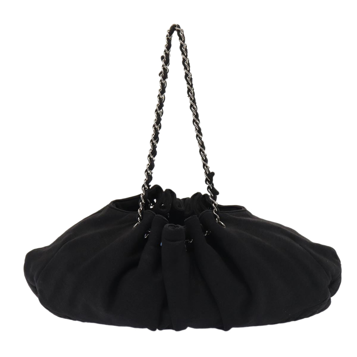 CHANEL Matelasse Chain Tote Bag Cotton Black CC bs16859