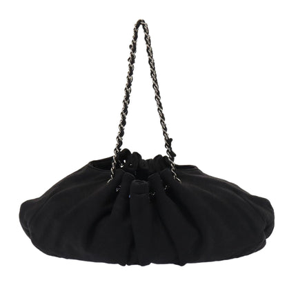 CHANEL Matelasse Chain Tote Bag Cotton Black CC bs16859
