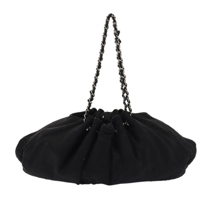 CHANEL Matelasse Chain Tote Bag Cotton Black CC bs16859