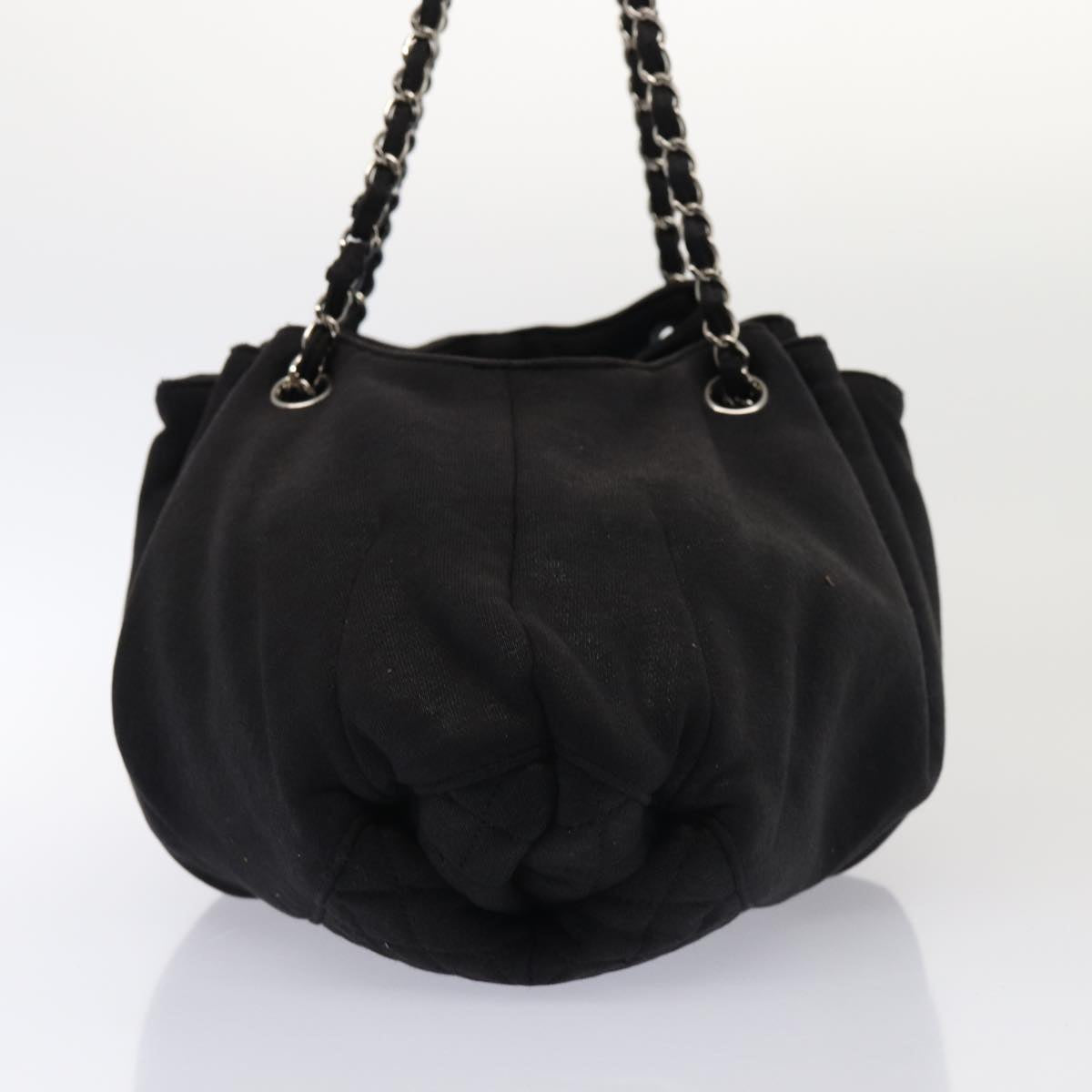 CHANEL Matelasse Chain Tote Bag Cotton Black CC bs16859