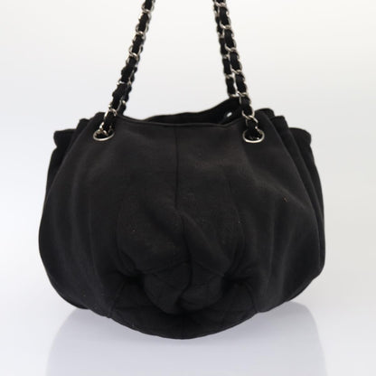 CHANEL Matelasse Chain Tote Bag Cotton Black CC bs16859