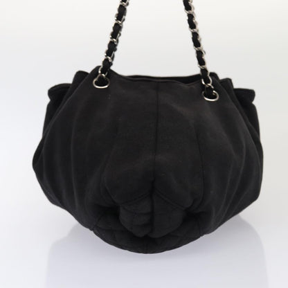 CHANEL Matelasse Chain Tote Bag Cotton Black CC bs16859