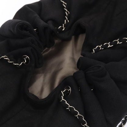 CHANEL Matelasse Chain Tote Bag Cotton Black CC bs16859