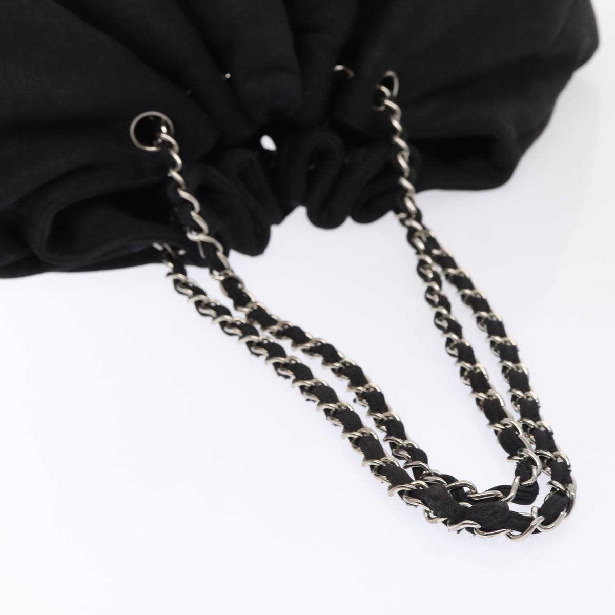 CHANEL Matelasse Chain Tote Bag Cotton Black CC bs16859
