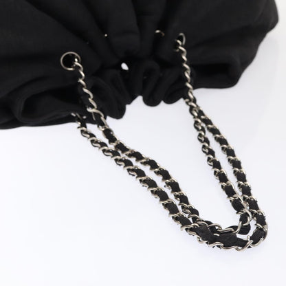 CHANEL Matelasse Chain Tote Bag Cotton Black CC bs16859