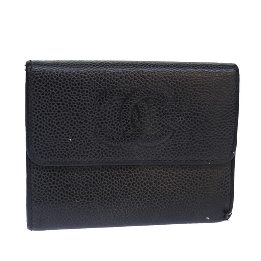 CHANEL COCO Mark Wallet Caviar Skin Black CC bs16881