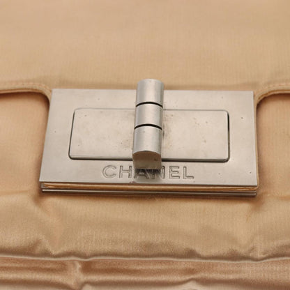 CHANEL Chain Shoulder Bag Satin Beige Silver CC bs16982