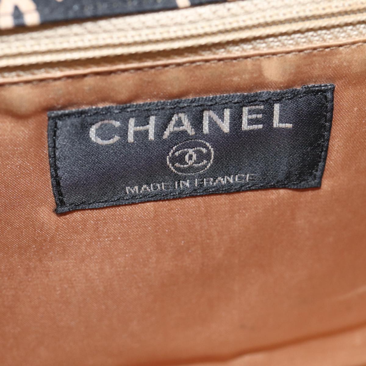 CHANEL Clover Turn Lock Chain Shoulder Bag Canvas Black Silver CC bs16983