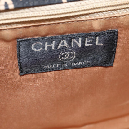 CHANEL Clover Turn Lock Chain Shoulder Bag Canvas Black Silver CC bs16983