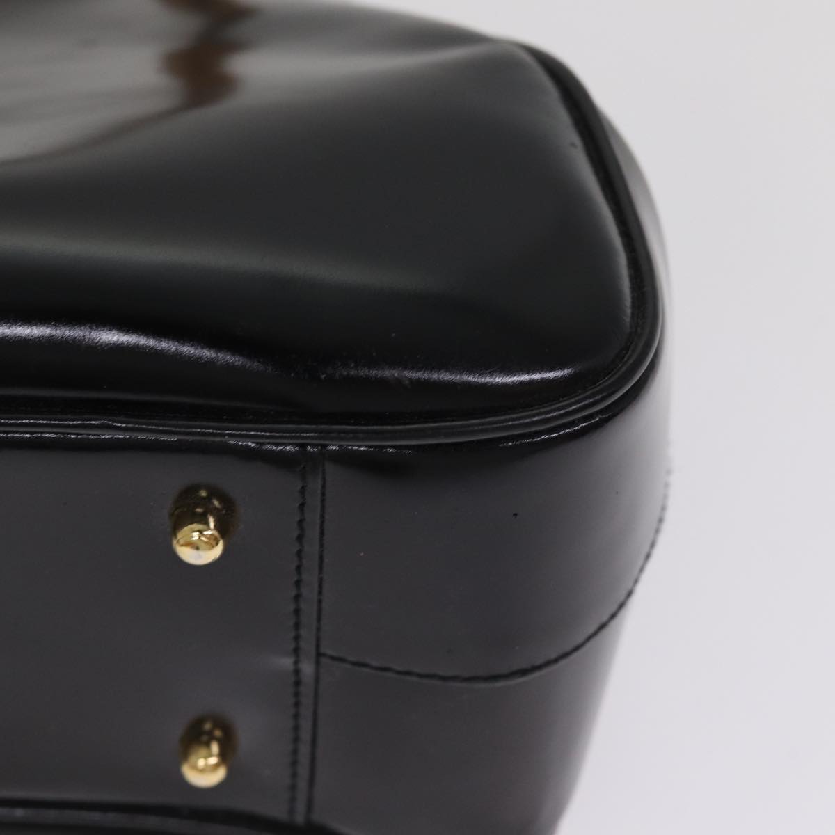 GUCCI Bamboo Hand Bag Patent Leather Black Gold 000 781 0296  bs17044