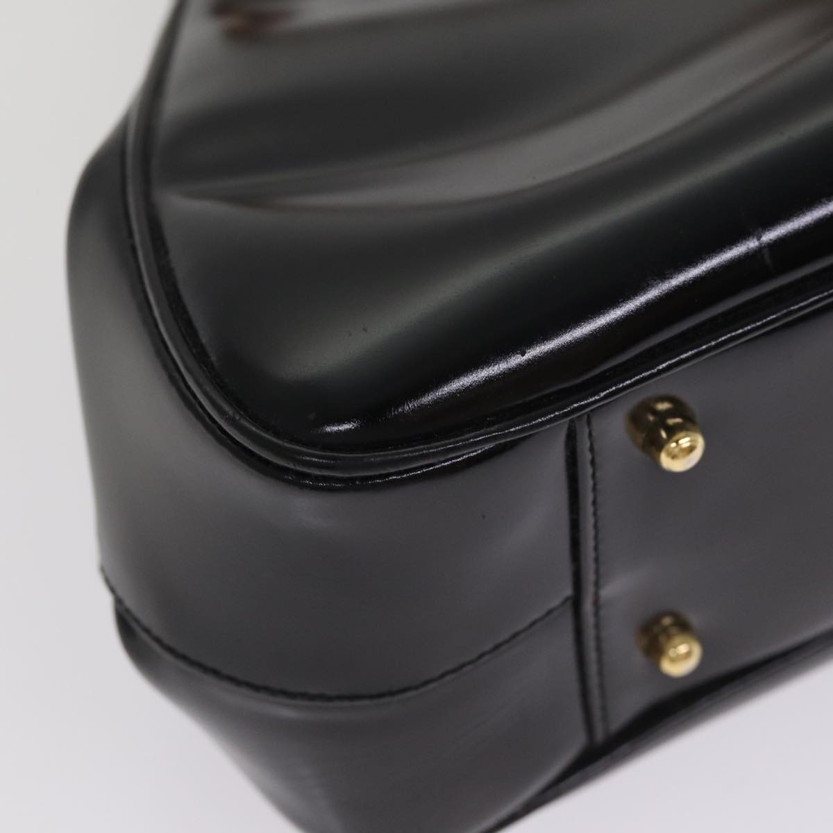 GUCCI Bamboo Hand Bag Patent Leather Black Gold 000 781 0296  bs17044