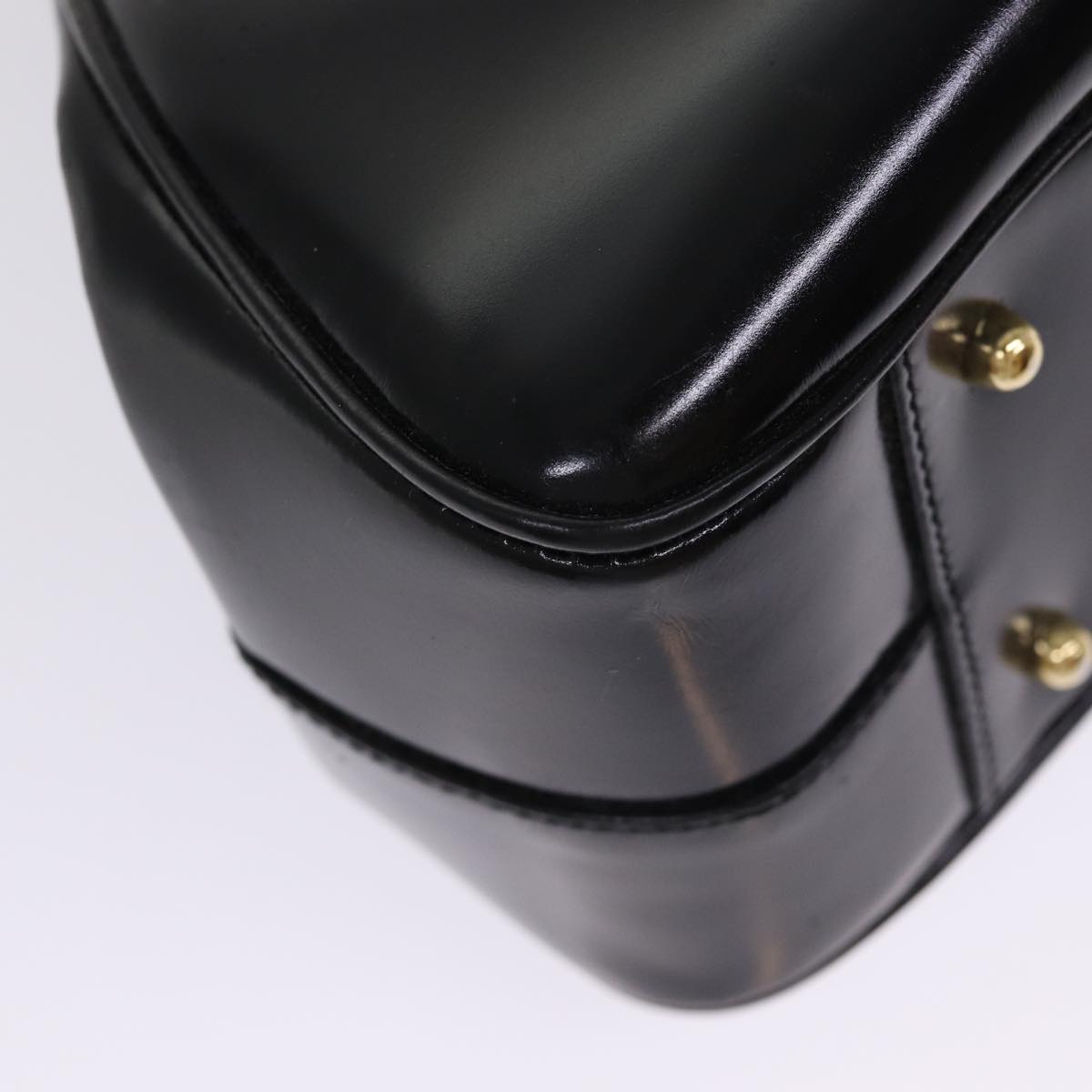 GUCCI Bamboo Hand Bag Patent Leather Black Gold 000 781 0296  bs17044