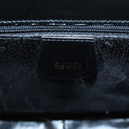 GUCCI Bamboo Hand Bag Patent Leather Black Gold 000 781 0296  bs17044