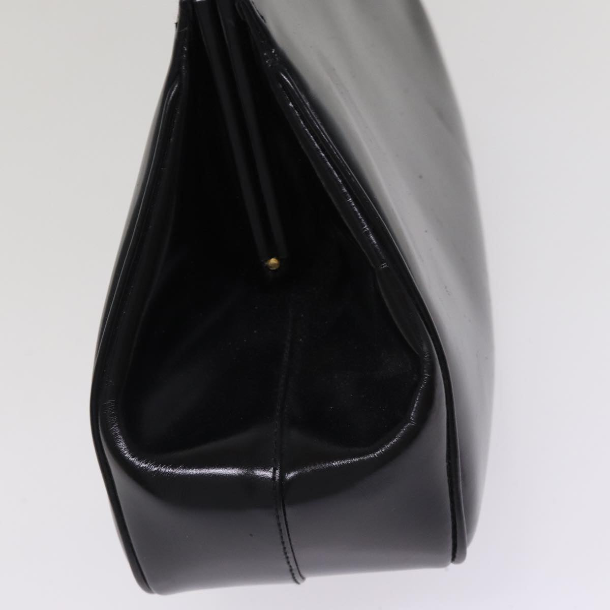 GUCCI Bamboo Hand Bag Patent Leather Black Gold 000 781 0296  bs17044