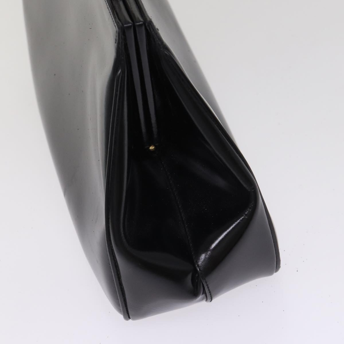 GUCCI Bamboo Hand Bag Patent Leather Black Gold 000 781 0296  bs17044