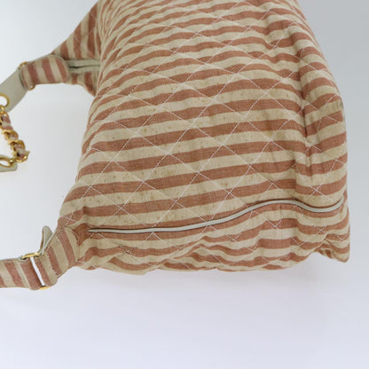 CHANEL Matelasse Chain Crash Shoulder Bag Canvas Red Gold CC bs17125