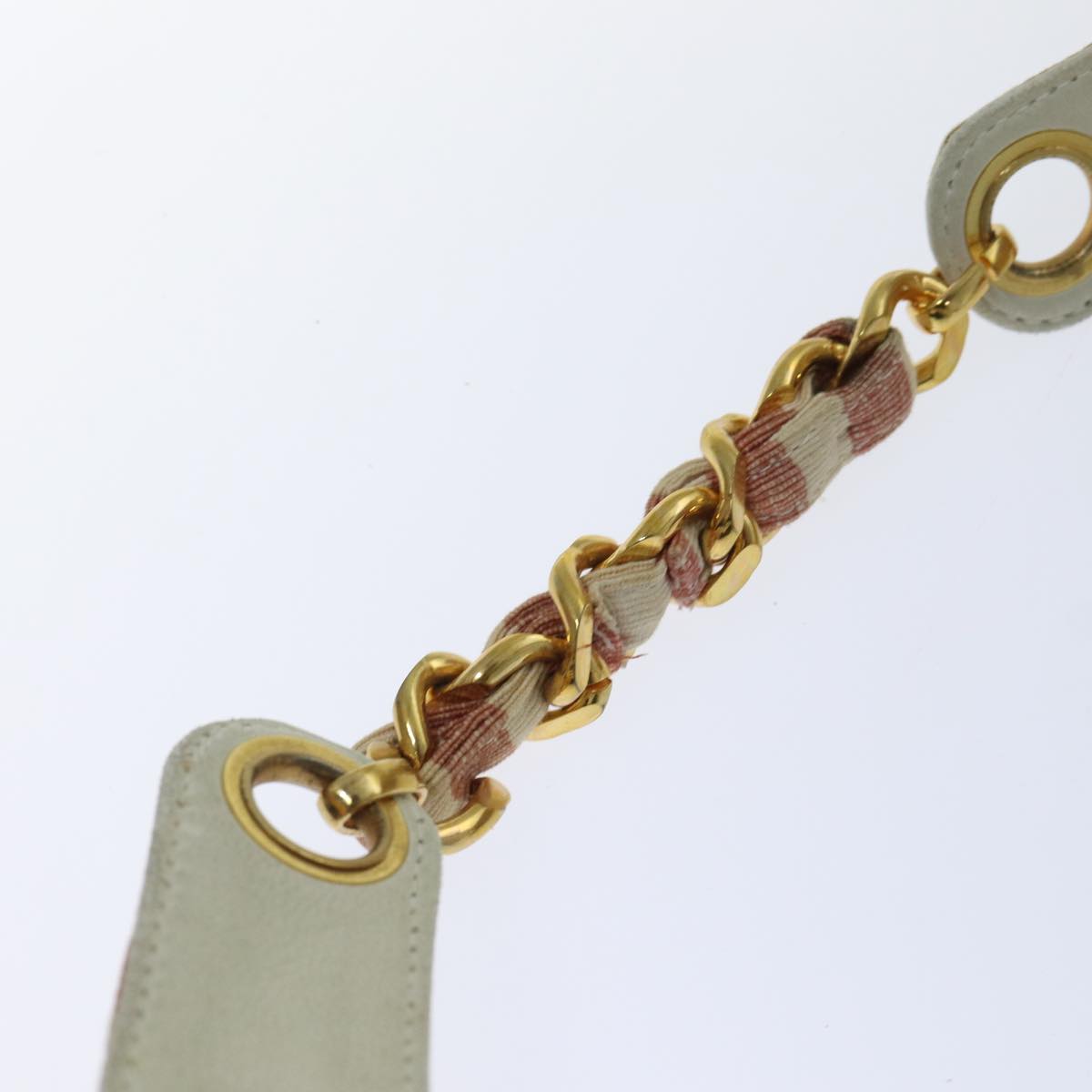 CHANEL Matelasse Chain Crash Shoulder Bag Canvas Red Gold CC bs17125