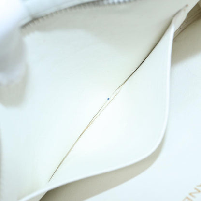 CHANEL Matelasse Shoulder Bag Lamb Skin White Gold CC bs17156