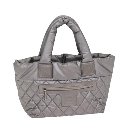 CHANEL Cococoon Tote Bag Nylon Leather Silver CC bs17165