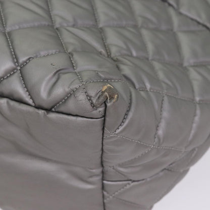 CHANEL Cococoon Tote Bag Nylon Leather Silver CC bs17165
