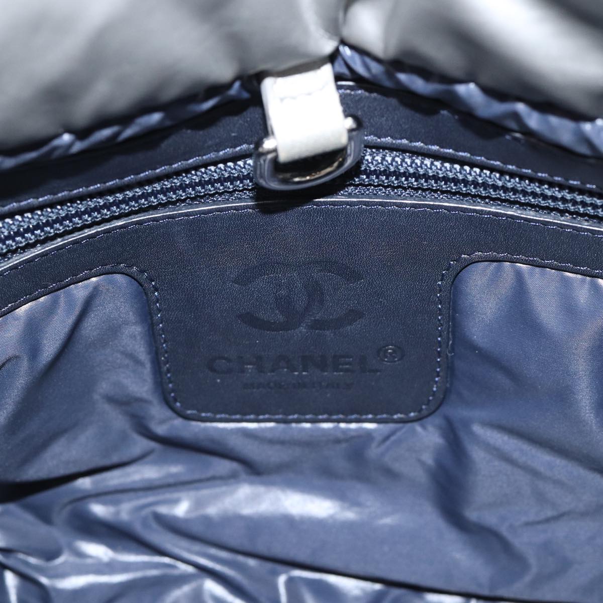 CHANEL Cococoon Tote Bag Nylon Leather Silver CC bs17165