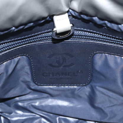 CHANEL Cococoon Tote Bag Nylon Leather Silver CC bs17165