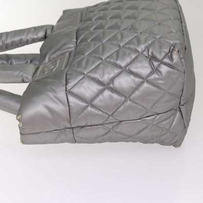 CHANEL Cococoon Tote Bag Nylon Leather Silver CC bs17165