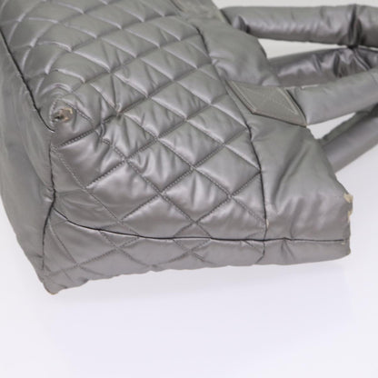 CHANEL Cococoon Tote Bag Nylon Leather Silver CC bs17165