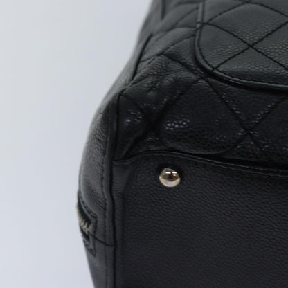 CHANEL Matelasse Hand Bag Caviar Skin Black Silver CC bs17167