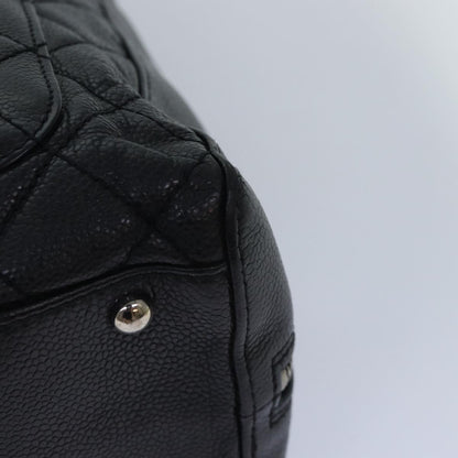 CHANEL Matelasse Hand Bag Caviar Skin Black Silver CC bs17167