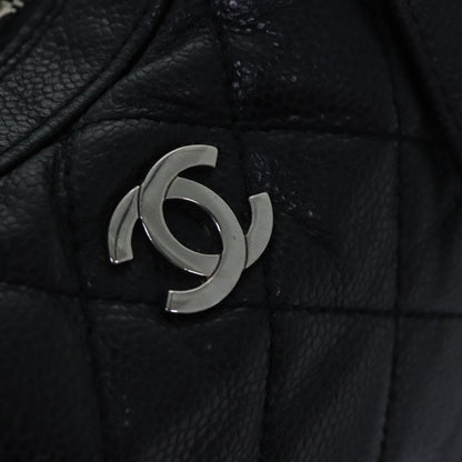 CHANEL Matelasse Hand Bag Caviar Skin Black Silver CC bs17167