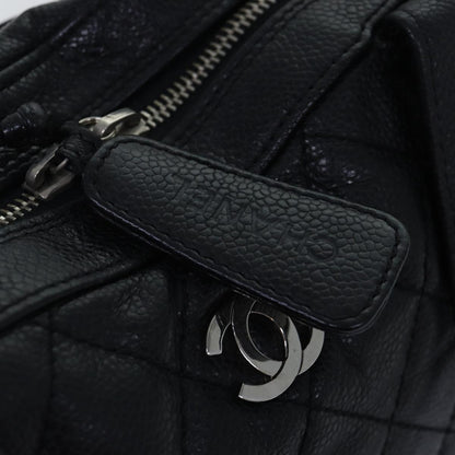 CHANEL Matelasse Hand Bag Caviar Skin Black Silver CC bs17167