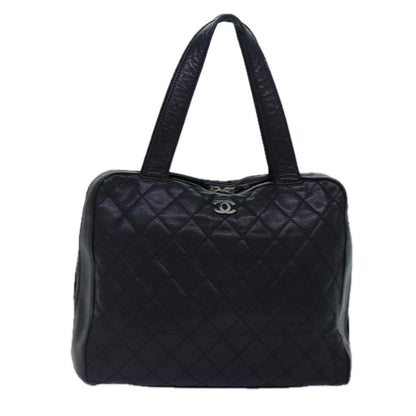 CHANEL Matelasse Hand Bag Caviar Skin Black Silver CC bs17167