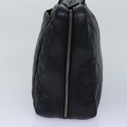 CHANEL Matelasse Hand Bag Caviar Skin Black Silver CC bs17167