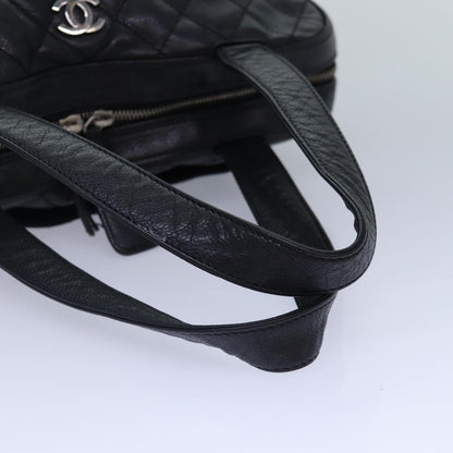 CHANEL Matelasse Hand Bag Caviar Skin Black Silver CC bs17167