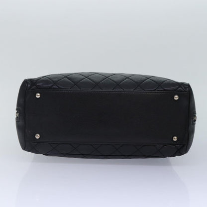 CHANEL Matelasse Hand Bag Caviar Skin Black Silver CC bs17167