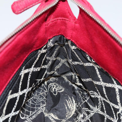 CHANEL Matelasse Chain Shoulder Bag Cotton Red Silver CC bs17224